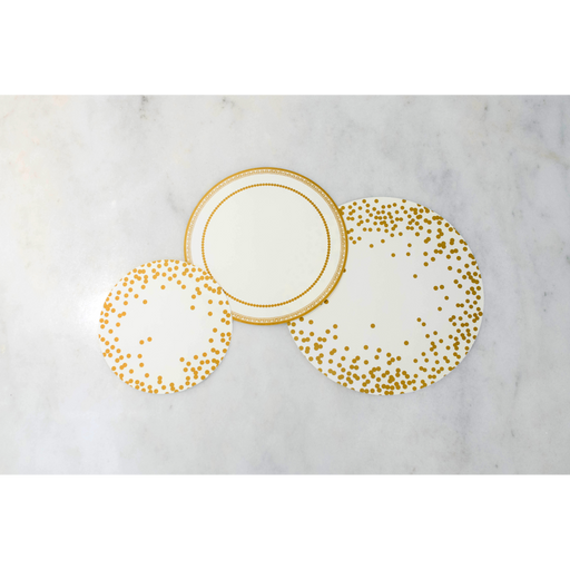 Hester & Cook | Gold Celebration Collection - Gold Serving Papers featuring elegant champagne place cards with shimmering foil, perfect for adding sophistication to festive gatherings.