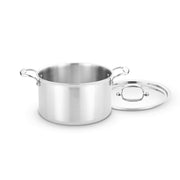 Heritage Steel Stock Pot with Lid, ideal for cooking soups or stews, featuring high sides for long simmers, from Athens Cooks kitchen store.
