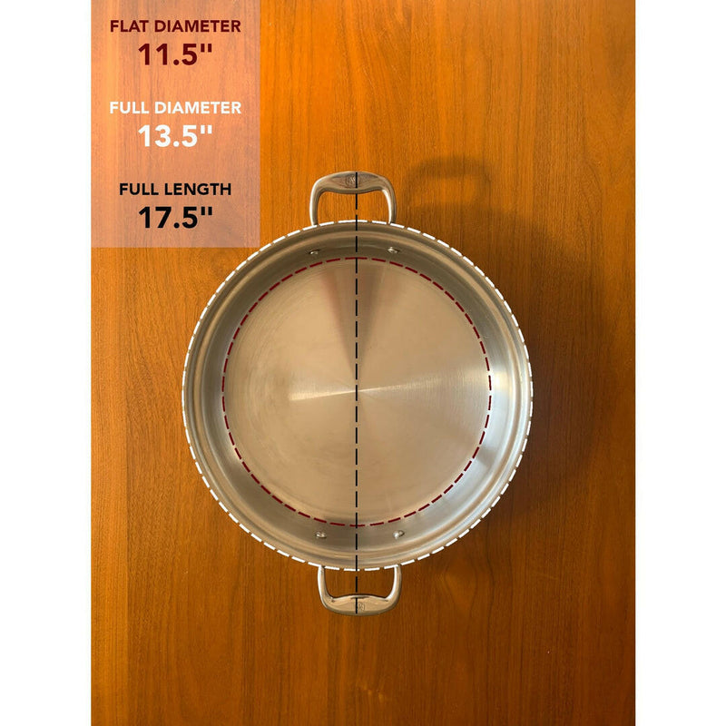 Heritage Steel Stock Pot with lid, ideal for large-scale cooking, featuring high sides for submersion during simmering, perfect for soups and stews.