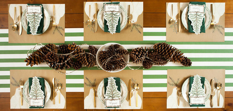 Hester & Cook | Classic Stripe Runners - Kraft White, a versatile paper table runner ideal for elegant table settings or gift wrapping, designed with artistic flair in the USA.