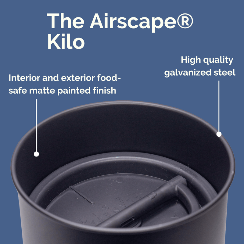 Airscape® Canister, crafted from stainless steel, designed to preserve freshness. Features a clear top lid and inner lid, ideal for storing perishable items.