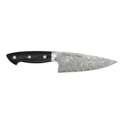 Zwilling | Kramer Damascus Knife Collection - 12 Double Cut Honing Steel, showcases a wide blade with a Chevron Damascus pattern and Micarta handle, designed for cutting precision.