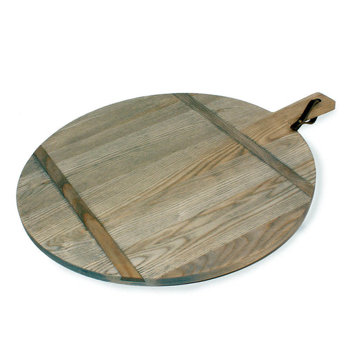 J.K. Adams | Round Ash Serving Boards - Large | 19.25D, showcasing a Driftwood finish that highlights the Ash wood grain, ideal for serving or displaying dishes.