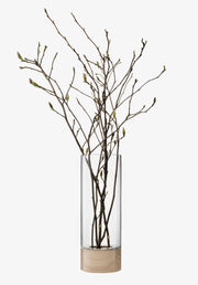 LSA International Lotta Vase with mouth-blown glass and ash base, 24.5 tall, elegantly designed to showcase flowers, adding modern elegance to any space.