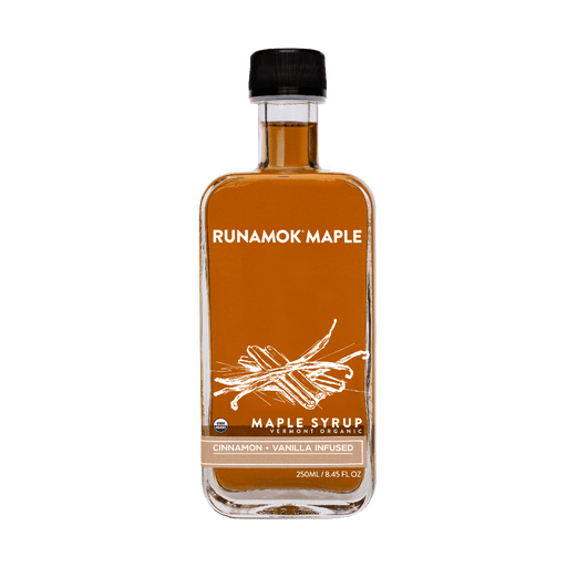Runamok Maple Syrups - Smoked with Pecan Wood bottle, showcasing the unique infusion perfect for enhancing breakfast dishes, desserts, and beverages with a rich, smoky flavor.