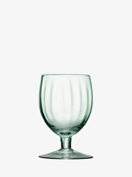 LSA International Mia Wine Glass set of four, featuring short thick stems and fluted bowls, mouth-blown from 100% recycled glass, highlighting elegance and sustainability.