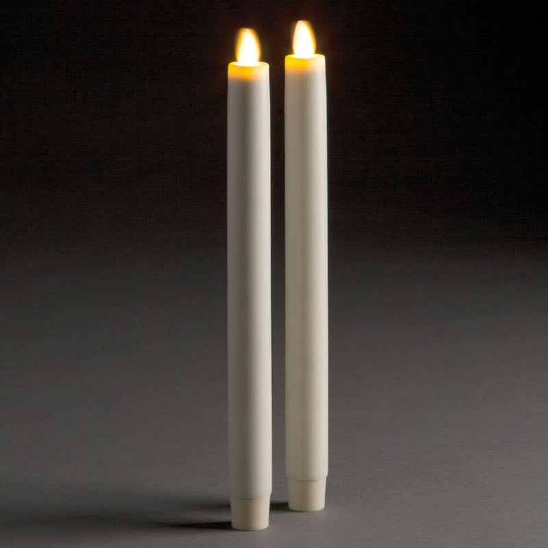 Lightli | Moving Flame Indoor Tapers - Set of 2 - 8.5 showcases a close-up of flameless candles with a realistic flame effect, ideal for safe, elegant home ambiance.