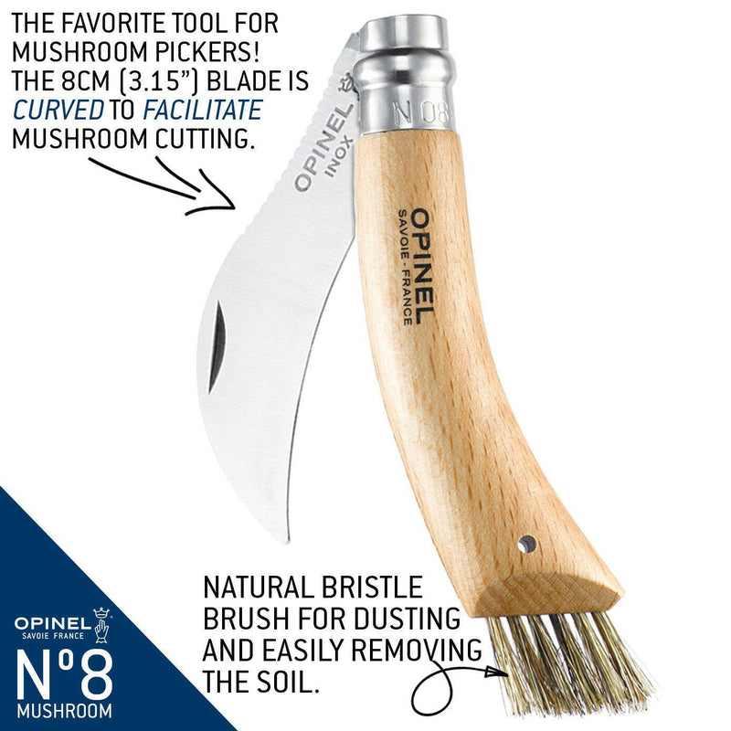 Opinel | N°8 Mushroom Knife + Brush.