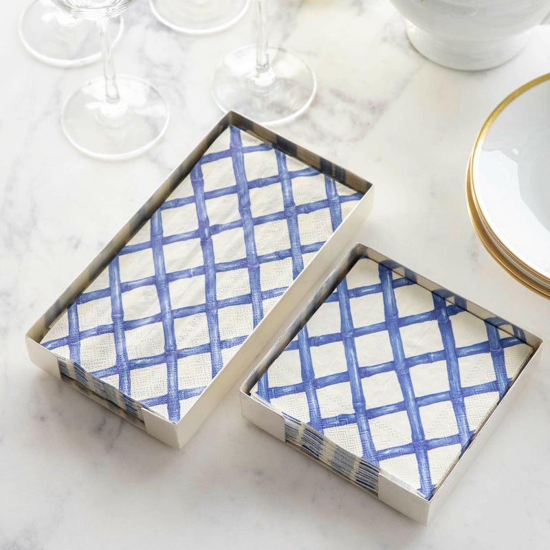 Hester and Cook | Silver Guest Napkin Holder: Handmade, elegant design perfect for organizing napkins at events or daily meals. Available in guest and cocktail sizes.