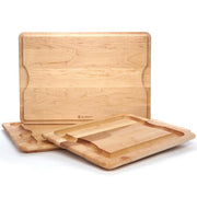 J.K. Adams Maple BBQ Carving Board - Large, 24x16, features undercut handles, flat surface, and edge groove for juices, ideal for grilling or serving roasts.