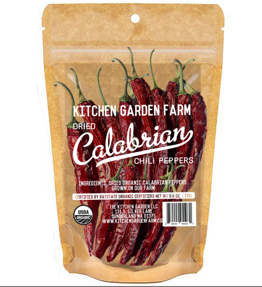 Kitchen Garden Farm | Organic Dried Peppers - Calabrian, highlighting sustainably grown dried peppers from Massachusetts' Pioneer Valley, ideal for enhancing culinary dishes.
