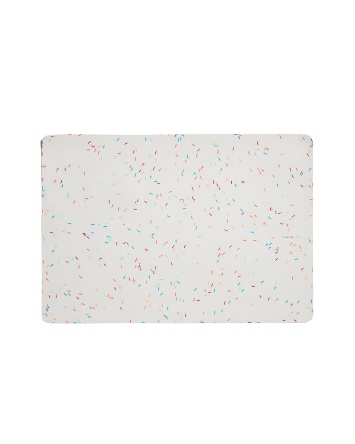 GIR Baking Mat - Sprinkles, 12x17, rectangular with colorful sprinkles, perfect for baking. Made of durable silicone, fits standard quarter sheet pans.