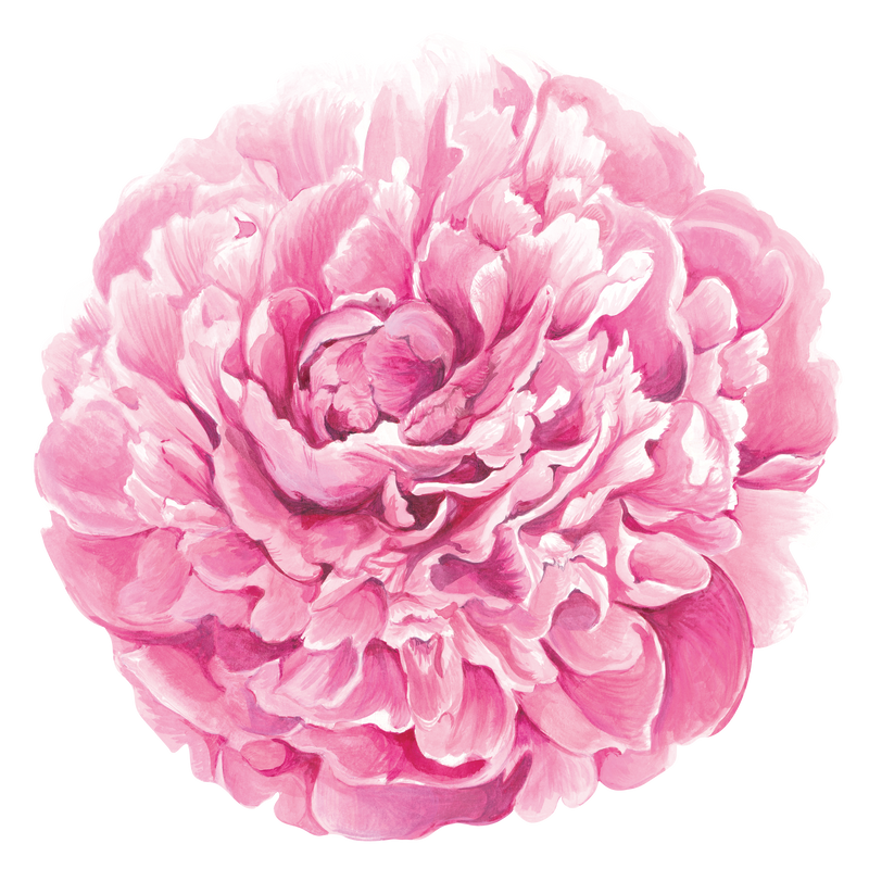 Peony Paper Collection placemats by Hester & Cook feature intricately painted pink peonies, perfect for enhancing elegant dining settings like bridal brunches or garden parties.