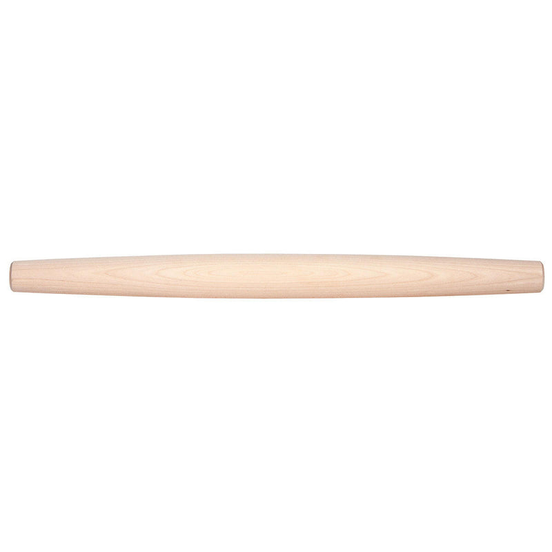 J.K. Adams French Tapered Rolling Pin - 20 1/2 x 1 3/4 Inches, AC Logo Engraved, crafted from textured North American hardwood, ideal for precise dough rolling.