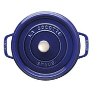Staub Round Cocottes - 9 qt - Lilac: A versatile cast iron pot with self-basting lid, perfect for slow-cooking stews and soups. Ideal for kitchen-to-table presentation.