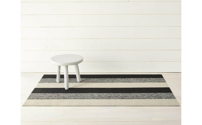 Chilewich | Marbled Stripe Shag Mats - Salt and Pepper - 36 x 60, featuring textured, slip-resistant design, ideal for high-traffic areas, combining durability and style for versatile home use.