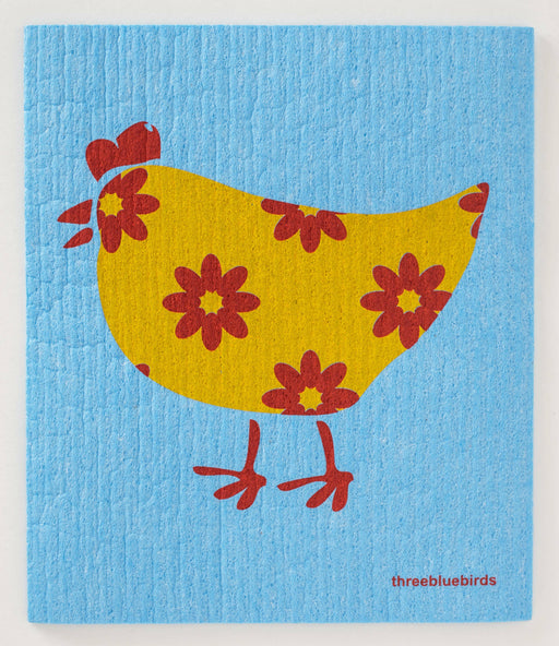 Three Bluebirds Swedish Dishcloths with Black Beads print, featuring a close-up of a whimsical art design, ideal for sustainable and stylish kitchen cleaning.