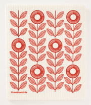 Three Bluebirds Swedish Dishcloths | Swedish Dishcloths - Gerti, featuring a whimsical red and white circular motif, highlighting sustainable materials and high-quality function for cheerful chores.