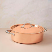 Ruffoni | Symphonia Cupra | Braisers - 7QT: Close-up of a copper braiser with stainless steel handles, showcasing craftsmanship and ideal for versatile cooking and elegant dining.