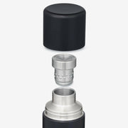 Klean Kanteen | 25oz Insulated Thermos with Built-In Cup + Pourer, showcasing a sleek black cylinder design, ideal for versatile use.