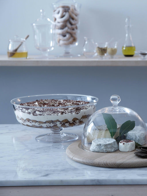 LSA International Serve Comport with flared mouth-blown glass design and thick rounded stem, perfect for desserts or fruit, 12.25in W x 5.5in H.