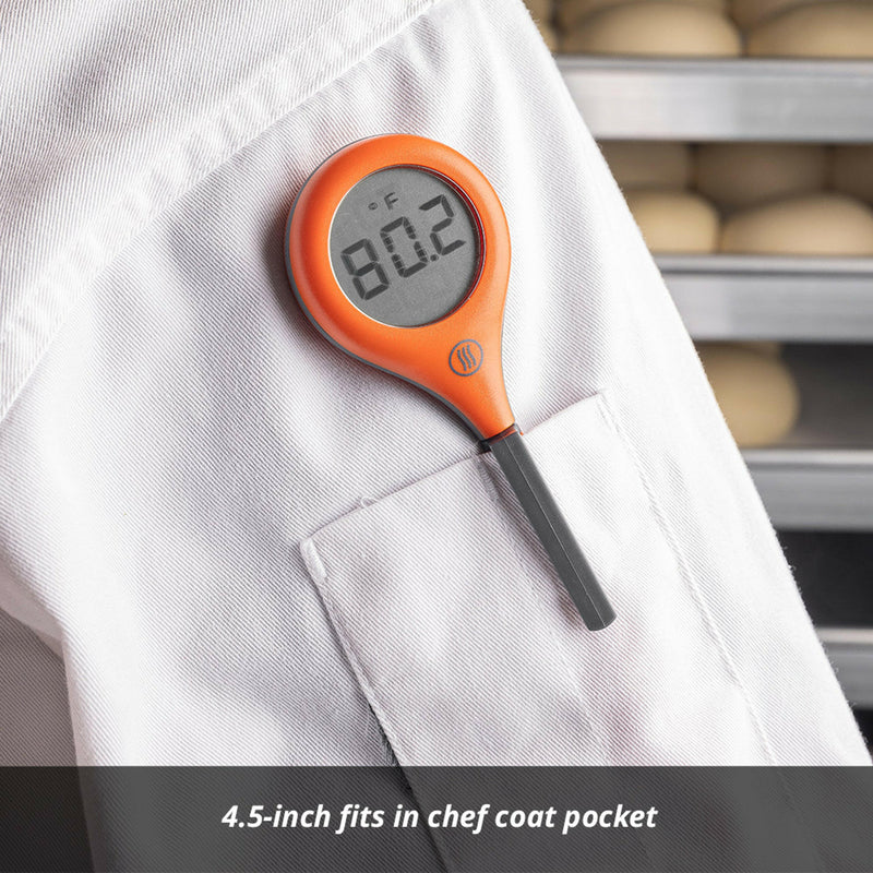 ThermoWorks ThermoPop 2 Thermometer - Pink, featuring a compact, ergonomic design with a 1 ¼-inch auto-rotating display, ideal for precise kitchen temperature readings.
