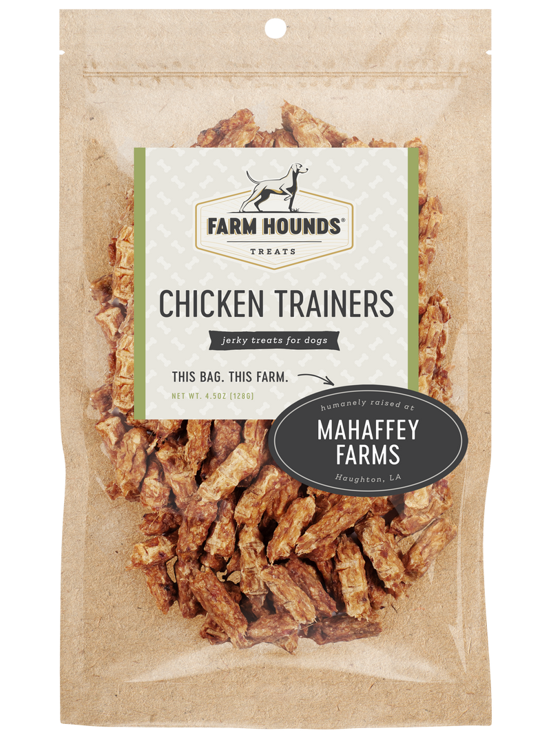 Farm Hounds | Training Treats - Beef package with a dog standing on hind legs, highlighting premium, ethically sourced, nutrient-rich dog rewards.