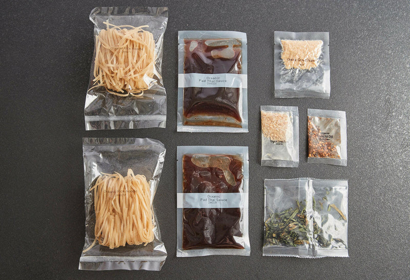 Thai for Two | Cooking Kit - Green Curry featuring organic ingredients for an authentic Thai meal, packaged in a reusable bag, perfect for gifting or personal use.