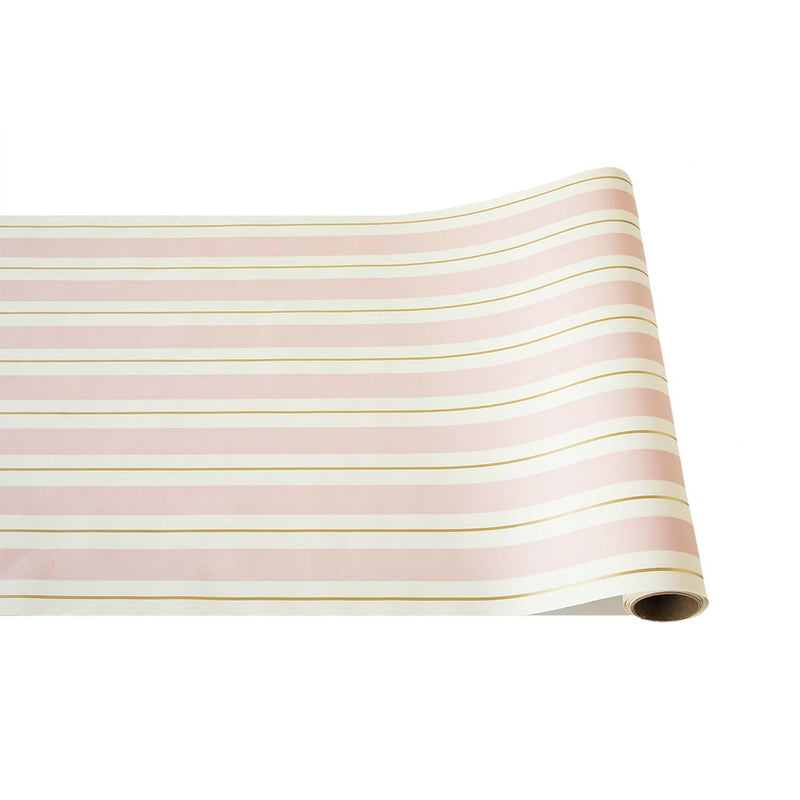 Pink & Gold Awning Stripe Runner from Hester & Cook's Valentine's Collection, perfect for adding elegance to romantic or festive table settings.