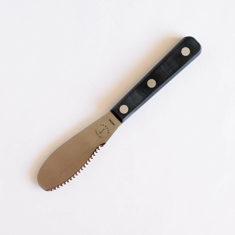 Lamson 3 Sandwich Spreader with POM Handle, featuring a wide, rounded blade and serrated edge, ideal for spreading and slicing.