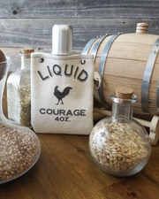 Capabunga | Georgia Game Day Flasks - Liquid Courage | Small, featuring a rooster graphic on a cotton canvas canteen with a close-up of the airtight, leak-proof design.