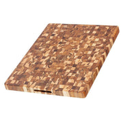 Teakhaus | Butcher Block Rectangle Cutting Board, 18 x 24, featuring end grain teakwood, hand grip, and juice canal. Sustainable, durable, moisture-resistant, perfect for Athens Cooks enthusiasts.