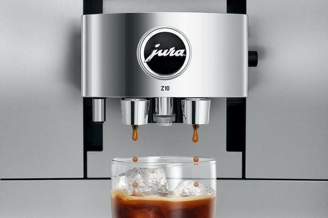 Jura Z10 coffee machine with advanced features for hot and cold brews, ideal for coffee aficionados seeking precision and convenience.