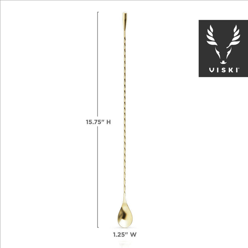 Viski | 16" Gold Weighted Barspoon.