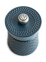 Peugeot Bali Cast Iron Pepper Mill, 3 Inches - Celadon with knurled cap and textured grip, designed for culinary enthusiasts seeking elegant, functional seasoning tools.