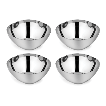 Ahimsa | Stainless Steel Kids Dishes - Fork + Spoon Set - Classic, featuring a close-up of a durable, child-friendly stainless steel bowl designed for safe, healthy eating.