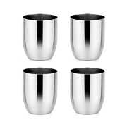 Ahimsa | Stainless Steel Kids Dishes - Fork + Spoon Set - Classic, featuring a close-up of the durable stainless steel cup from the Starting Solids Set for children.