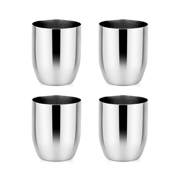 Ahimsa | Stainless Steel Kids Dishes - Fork + Spoon Set - Classic, featuring a close-up of the durable stainless steel cup from the Starting Solids Set for children.