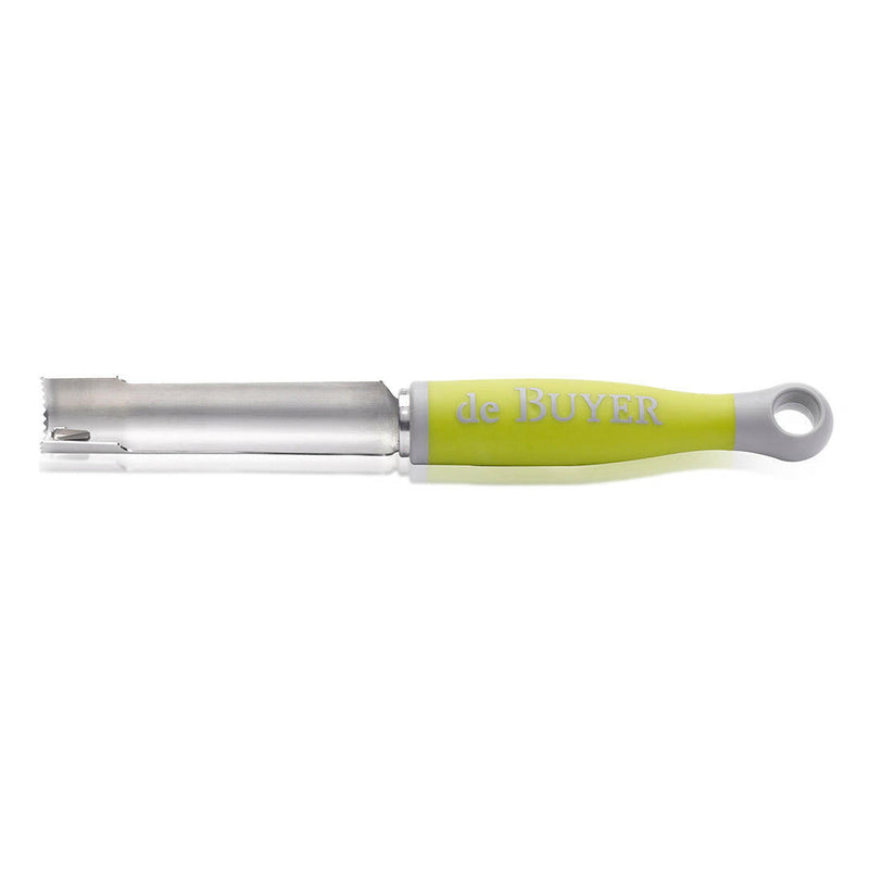 de Buyer | Universal Corer - Green, featuring a durable stainless steel body and ergonomic handle, designed for easy coring of fruits and vegetables.