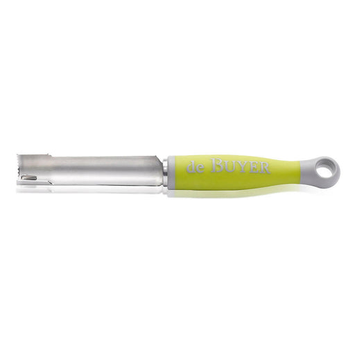 de Buyer | Universal Corer - Green, featuring a durable stainless steel body and ergonomic handle, designed for easy coring of fruits and vegetables.