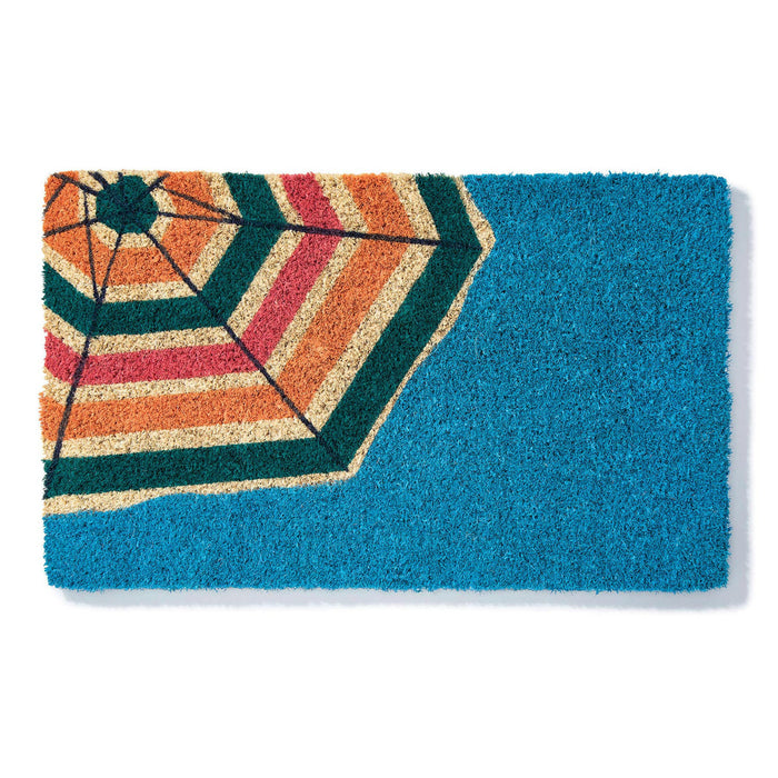 Entryways | Umbrella Stripes Handwoven Coconut Fiber Doormat.