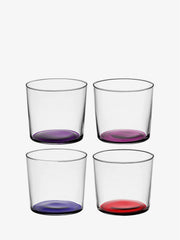 LSA International | Coro Tumblers - Small Tumbler: Set of four modern conical glasses with colored bases, perfect for stylish and practical drinkware collections.