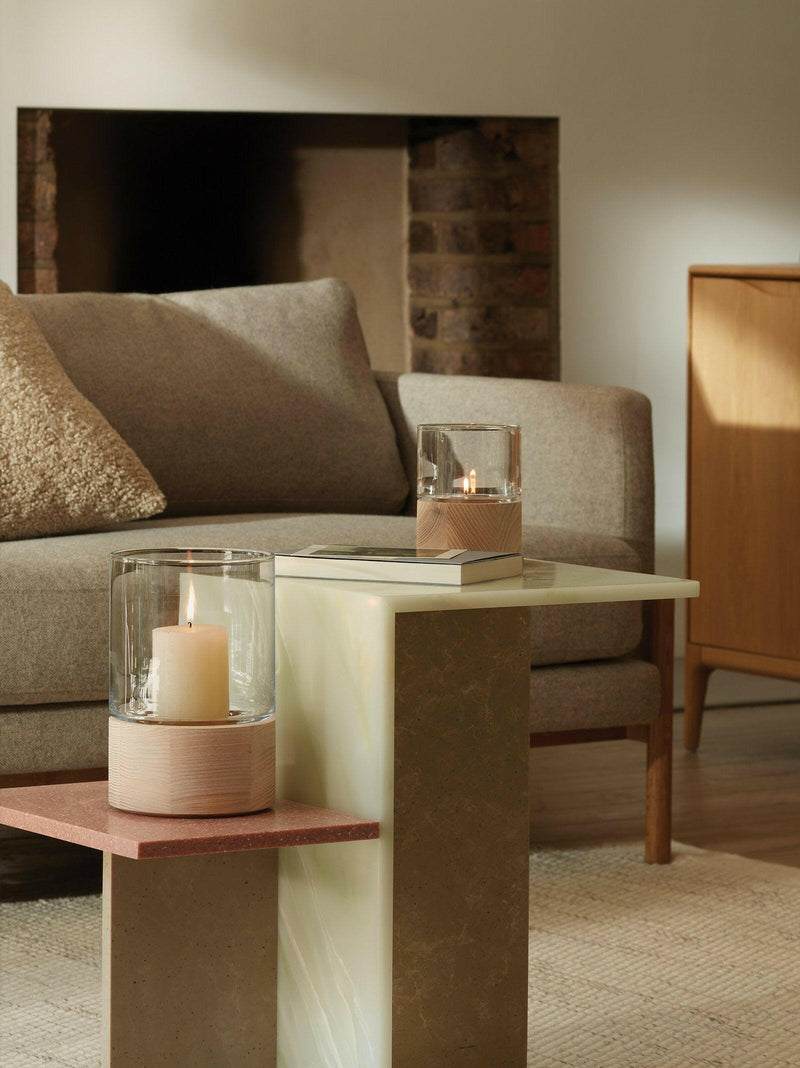 LSA International Lotta Vase + Lanterns, 24.5 H, features mouth-blown glass and ash base, designed for elegance and functionality, ideal for displaying flowers.