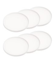 Yamazaki | Tower Silicon Coaster | Set of Six - Round - White, six white coasters with raised rims, ideal for protecting tables from stains and scratches.