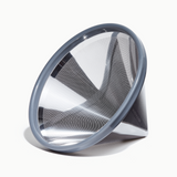 Close-up of the Kone Mini filter, designed for efficient coffee brewing, compatible with Hario V60 02 drippers, featured at Athens Cooks.