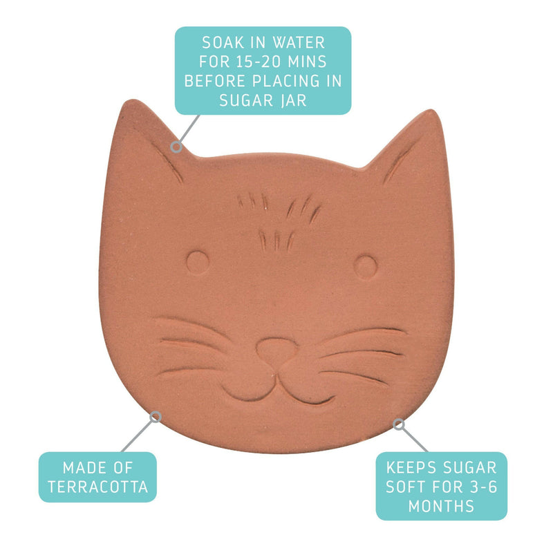 Danica | Terracotta Sugar Savers - Cat nestled in brown sugar, maintaining moisture with food-safe terracotta. Perfect for keeping sugar soft in your kitchen.